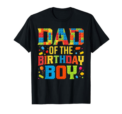 Dad Of The Birthday Boy Master Builder Building Blocks Kids T-Shirt