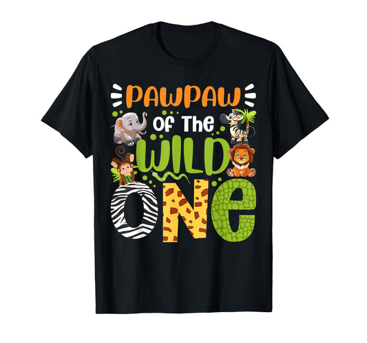 Pawpaw Of The Wild One Kids Safari Zoo Birthday Family T-Shirt