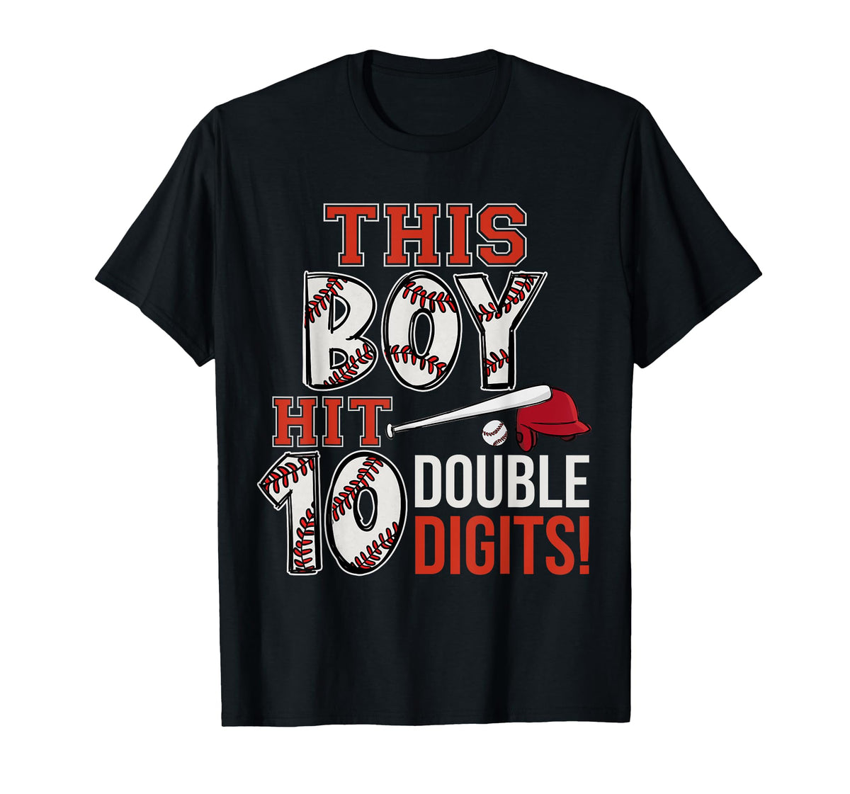 This Boy Now 10 Double Digits Baseball 10 Years Old Birthday T-Shirt