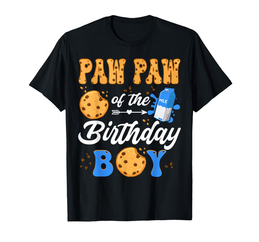 Paw Paw Of The Birthday Boy Milk And Cookies 1St Birthday T-Shirt