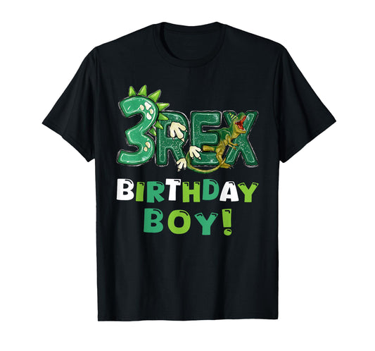 Three Rex 3rd Birthday Third Dinosaur 3 Year Old T-Shirt