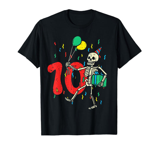 My 10th Birthday Skeleton Halloween 10 Year Old Funny Gift T-Shirt