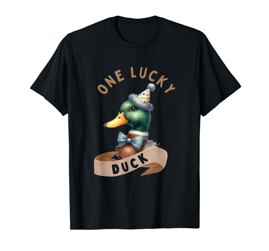One Lucky Duck 1st Birthday 1 Years Old Poultry Mallard Duck T-Shirt