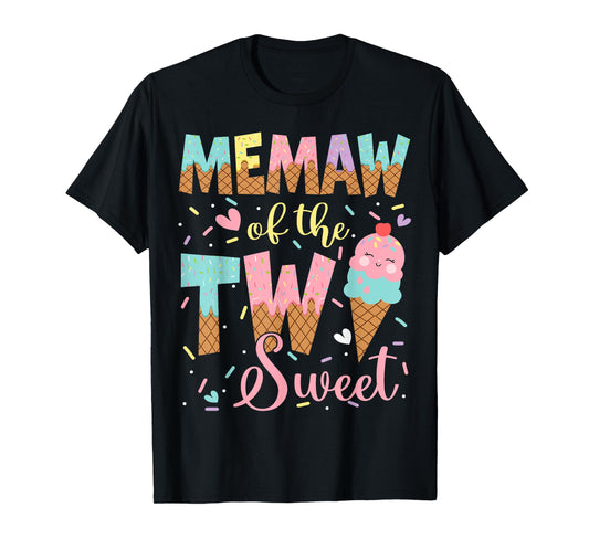 Memaw Of The Two Sweet 2Nd Birthday Girl Ice Cream T-Shirt