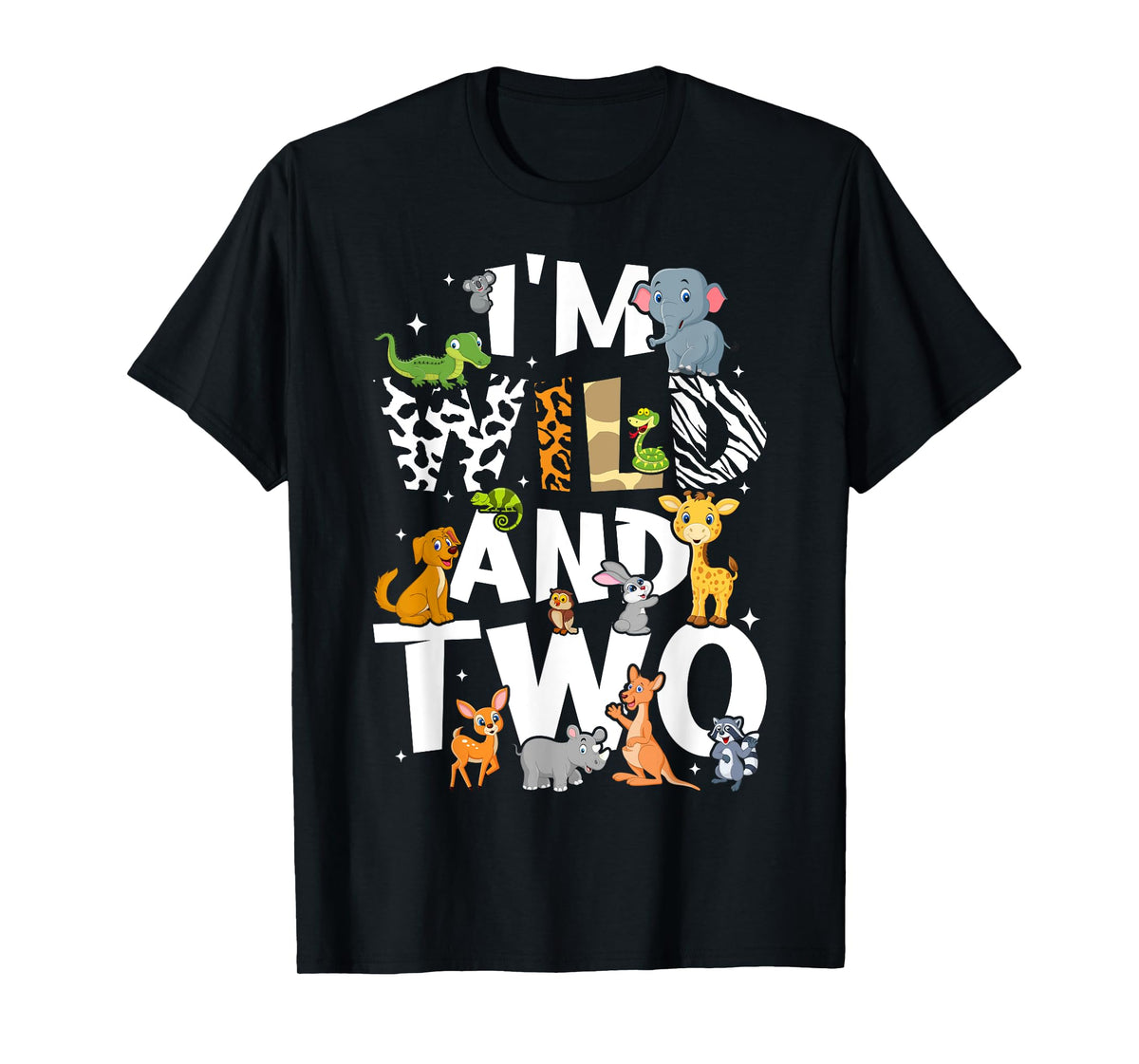 I'm Wild and Two Zoo Theme Birthday Safari Jungle Animals T-Shirt