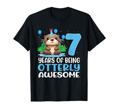 7 Years Of Being Otterly Awesome 7th Birthday Cute Otter T-Shirt