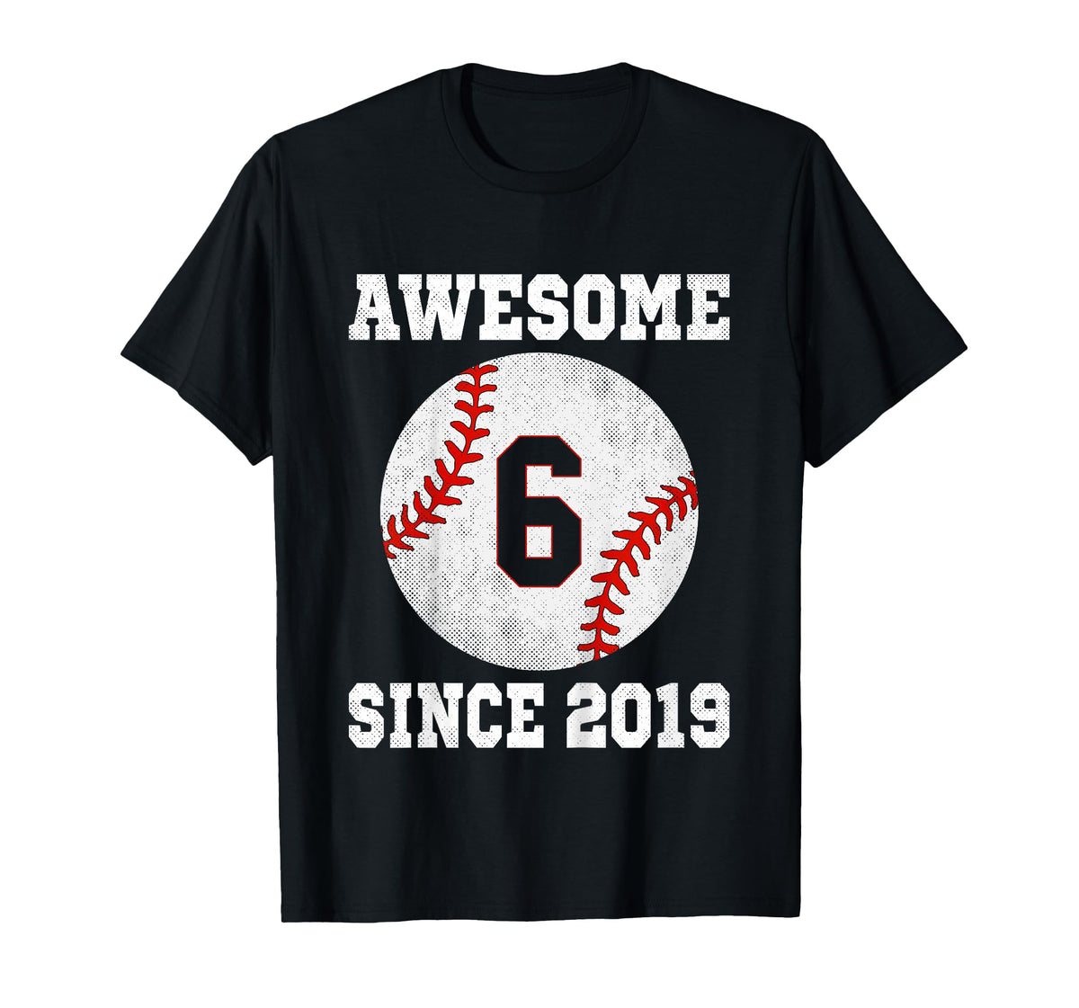 6th Birthday Baseball Player 6 Years Old Vintage Sports T-Shirt