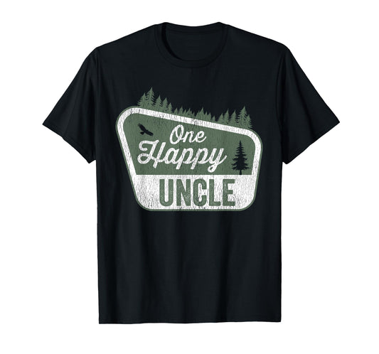 One Happy Uncle Matching Family Birthday Party Camping T-Shirt