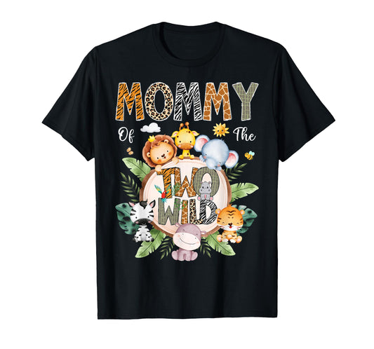 Mommy Of The Two Wild 2Nd Birthday Safari Jungle Animal T-Shirt