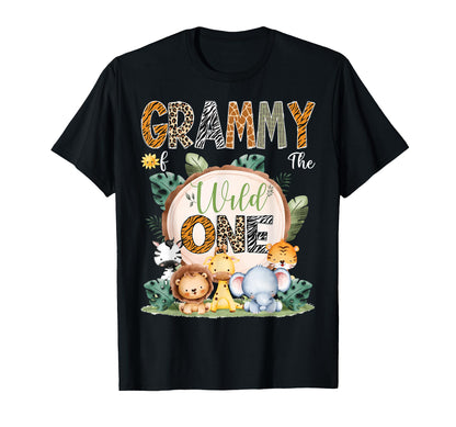 Grammy Of The Wild One First Birthday Safari Woodland T-Shirt