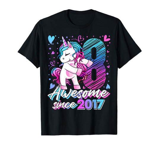 8 Year Old Unicorn Gifts For Girls 8th Birthday Girl Party T-Shirt