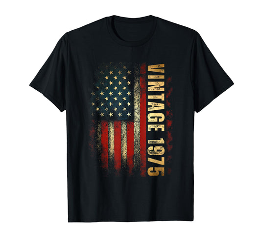Vintage 1975 American Flag 50th Birthday 50 Years Old Men T-Shirt