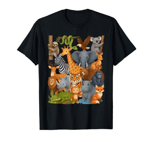 Zoo Animals Wildlife Safari Jungle Birthday Party Boys Girls T-Shirt