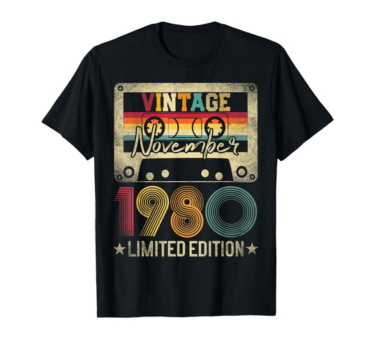 November 1980 45th Birthday Gift Limited Edition Vintage T-Shirt