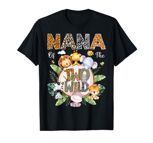 Nana Of The Two Wild 2Nd Birthday Safari Jungle Animal T-Shirt