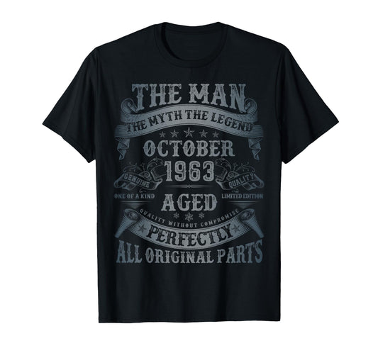 October 1963 62 Year Old Bday Gifts for Men 62nd Birthday T-Shirt