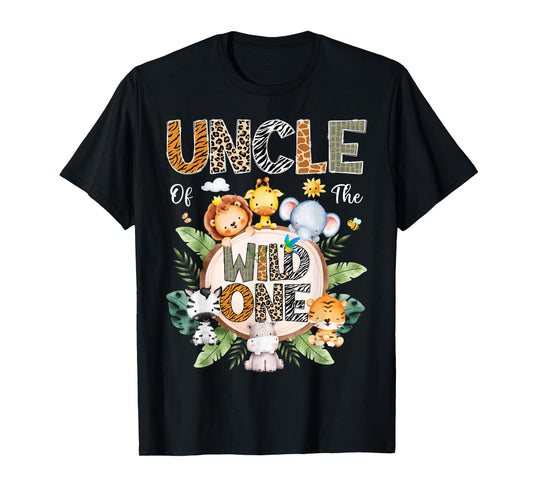 Uncle Of The Wild One First Birthday Safari Jungle Animal T-Shirt