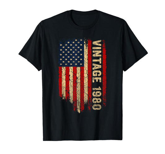 Vintage 1980 American Flag 45th Birthday 45 Years Old Men T-Shirt