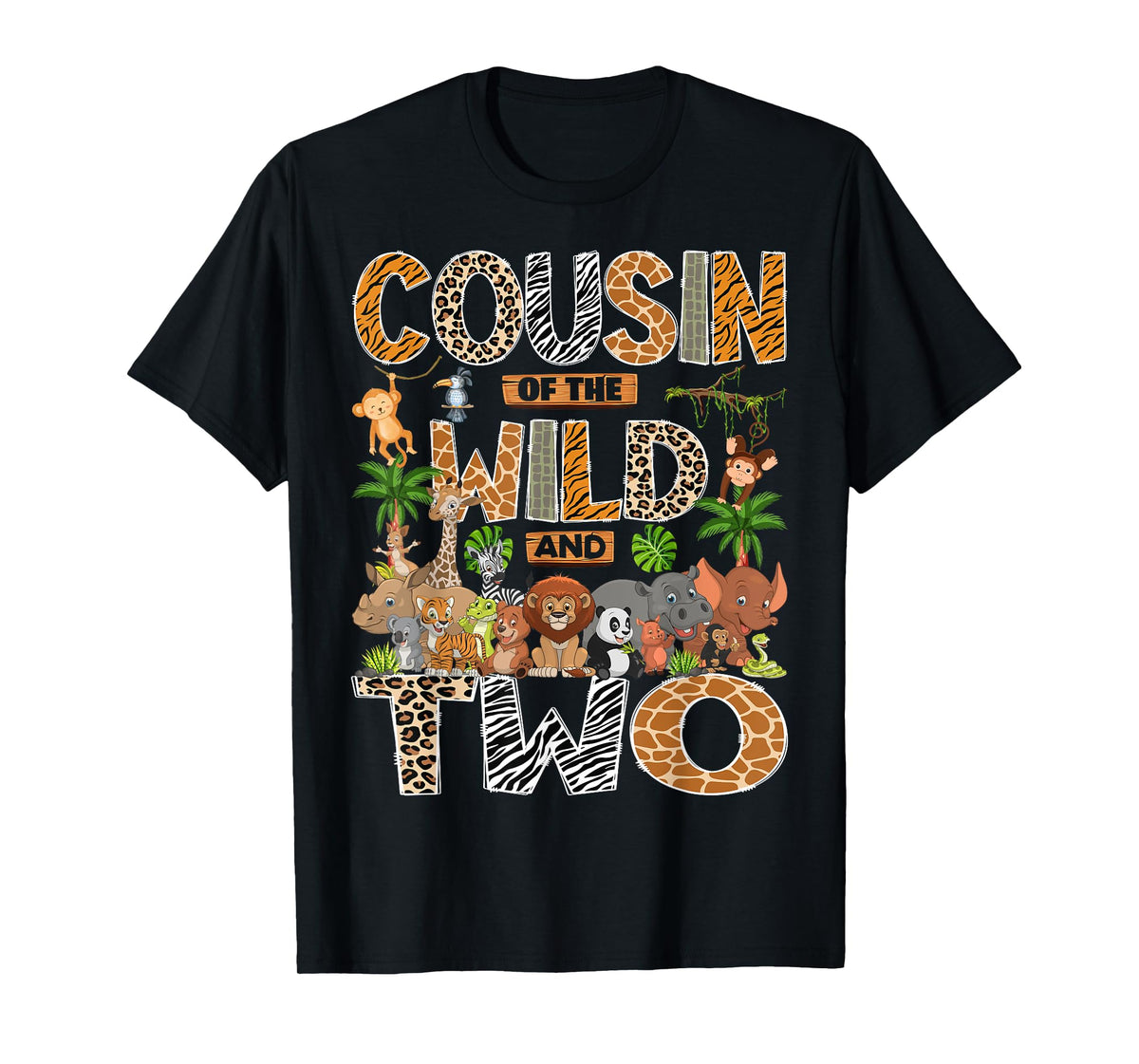Cousin Of The Wild & Two 2Nd Birthday Boy Safari Jungle T-Shirt