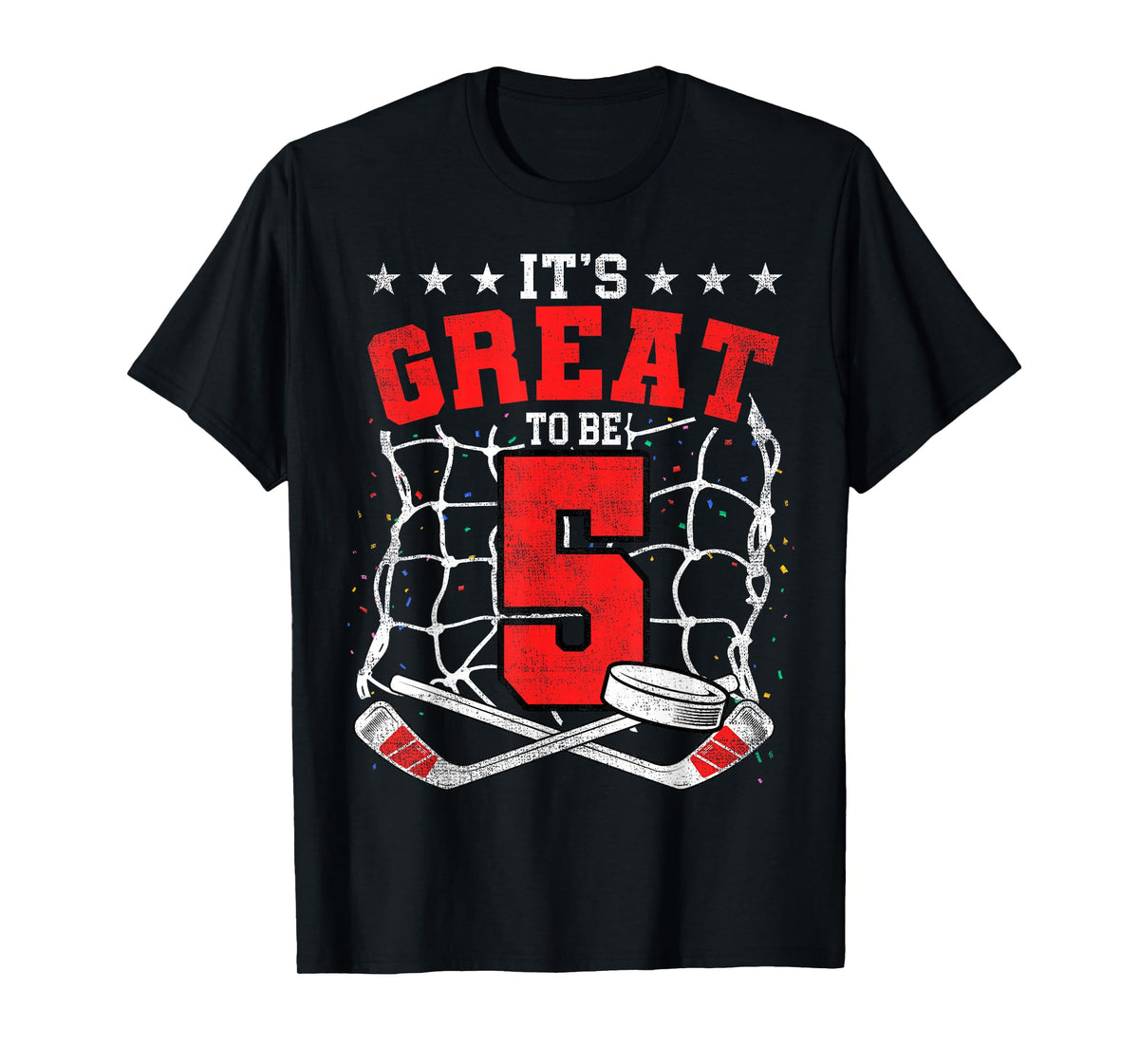 5th Birthday Hockey Lovers It's Great To Be 5 Years Old T-Shirt