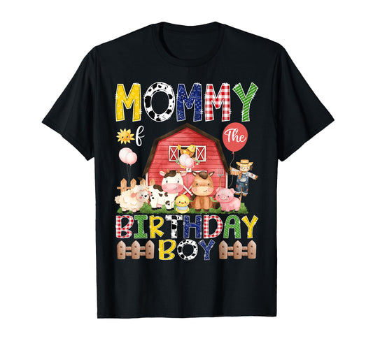 Mommy Of The Birthday Boy 1St Birthday Red Cow Farm T-Shirt