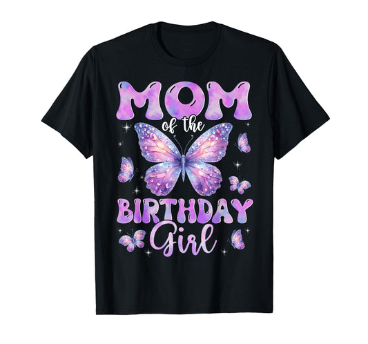 Mom Of The Birthday Girl Butterfly Family Matching T-Shirt