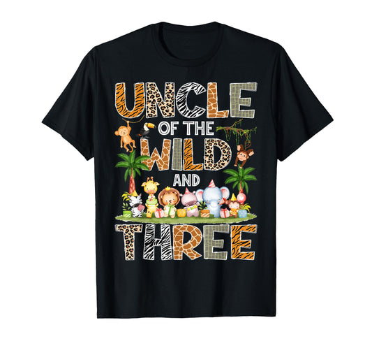 Uncle Of The Wild & Three 3Rd Birthday Safari Jungle T-Shirt