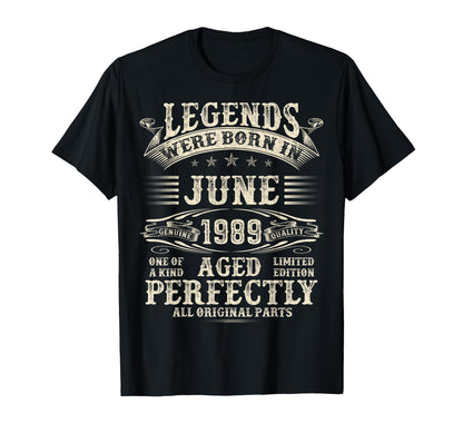 36th Birthday Gifts For Men 36 Year Old Bday June 1989 T-Shirt