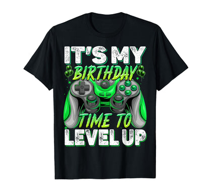 It's my Birthday Time To Level Up Birthday Boy Gaming Kids T-Shirt