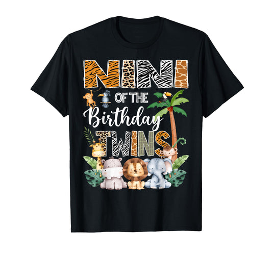 Nini Of The Birthday Twins Safari Jungle Animal Lover T-Shirt