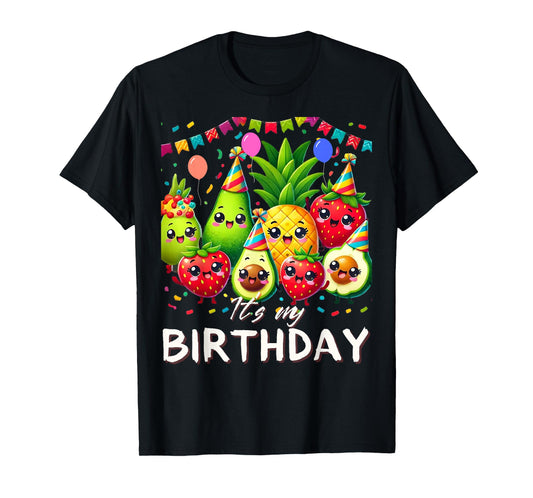 My Birthday Toddler Kids Birthday Boy Girl Funny Fruit T-Shirt