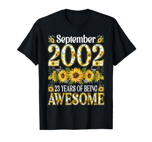 23 Year Old Floral September 2002 23rd Birthday Gifts Women T-Shirt