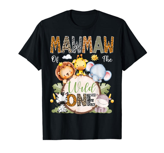 Mawmaw Of The Wild One 1St Birthday Boy Safari Jungle T-Shirt